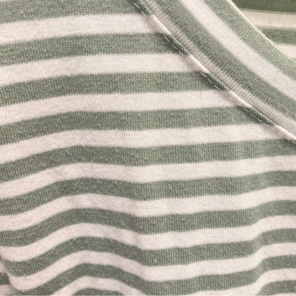 Striped T-shirt dress green and white with pockets Merokeety summer casual - Picture 7 of 14